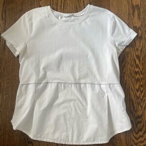 Zara white peplum casual tshirt top shirt S